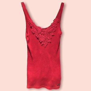 Burgundy red floral detail tank top